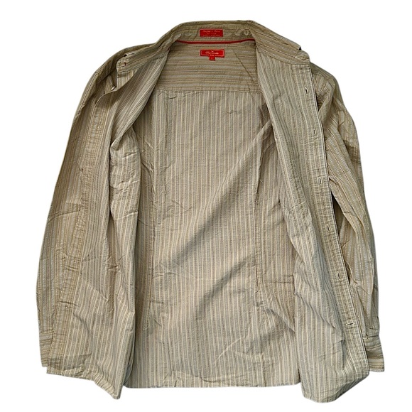 Faconnable Stripped Brown Botton Down Long Sleeve Casual Men's Shirt Size L - Picture 4 of 7